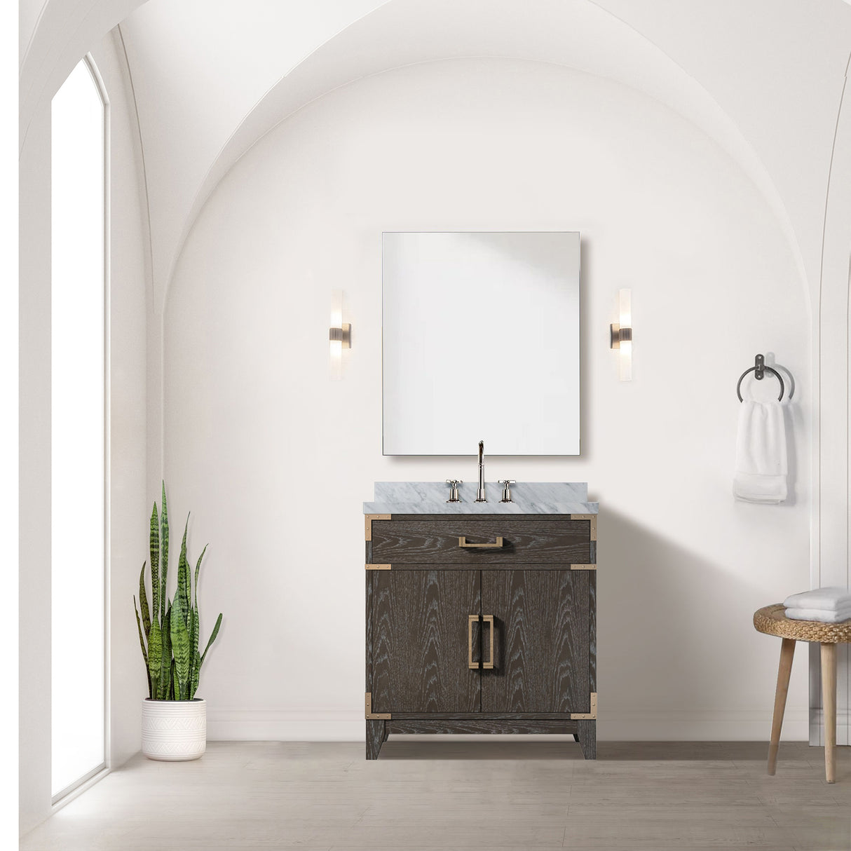 Laurel 30 in W x 22 in D Brown Oak Single Bath Vanity