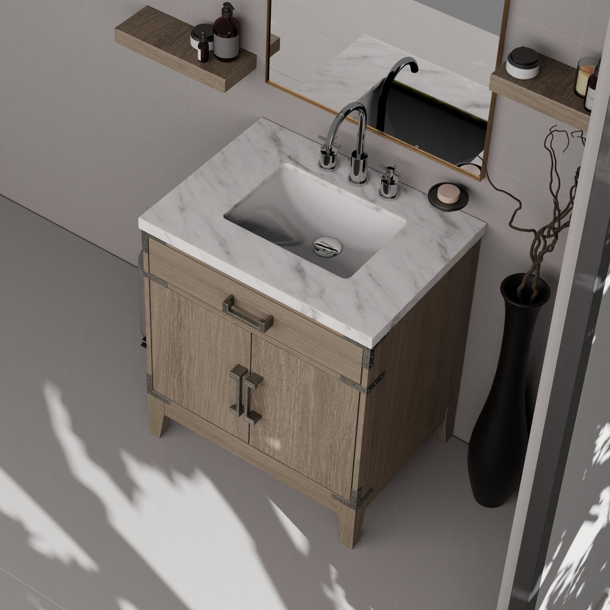 Laurel 30 in W x 22 in D Grey Oak Single Bath Vanity