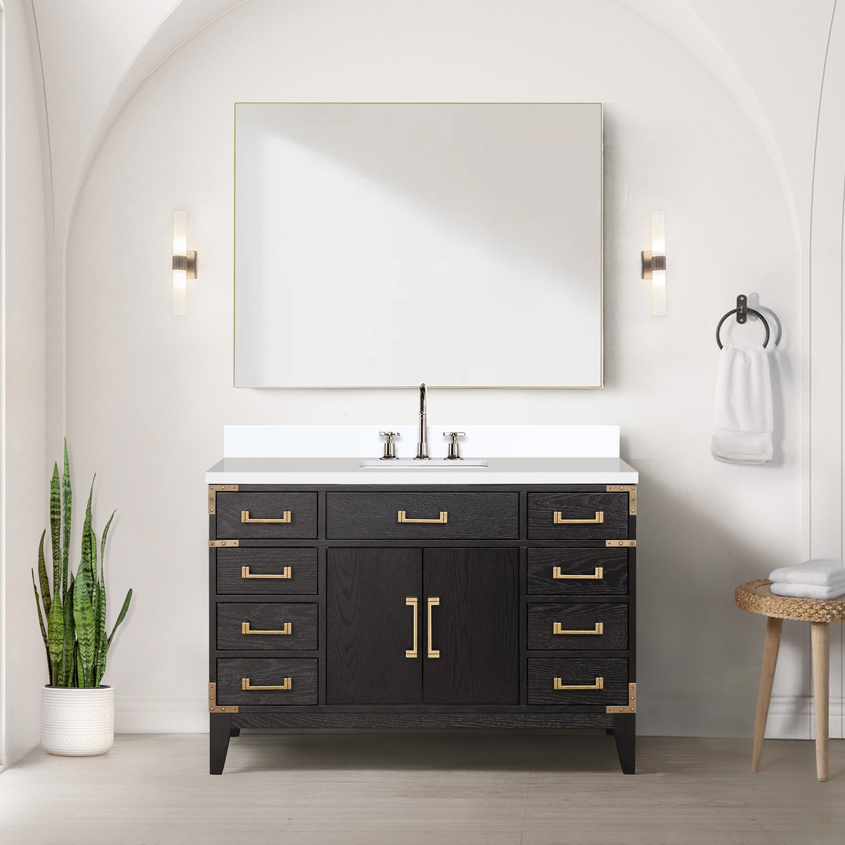 Laurel 48 in W x 22 in D Black Oak Single Bath Vanity