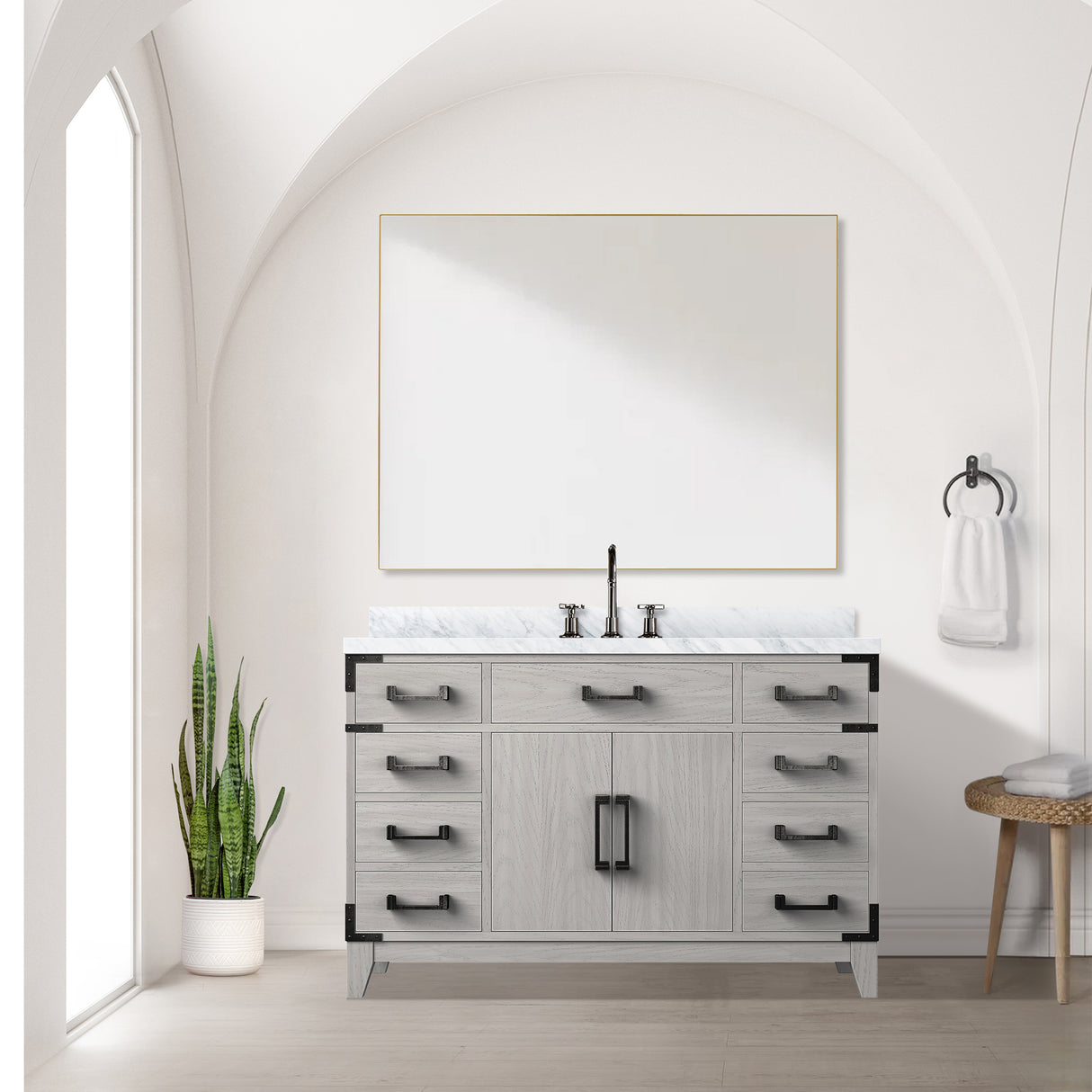 Laurel 48 in W x 22 in D White Oak Single Bath Vanity