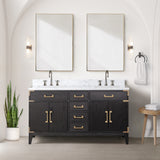 Laurel 60 in. Freestanding Bathroom Vanity with Carrara Marble Sink Top