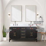 Laurel 60 in. Freestanding Bathroom Vanity with Carrara Marble Sink Top