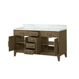 Laurel 60 in. Freestanding Bathroom Vanity with Carrara Marble Sink Top