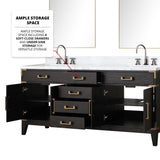 Laurel 72 in. Freestanding Bathroom Vanity with Carrara Marble Sink Top