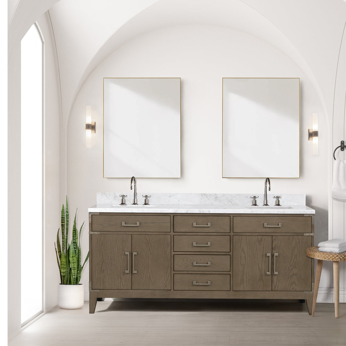 Laurel 72 in W x 22 in D Grey Oak Double Bath Vanity