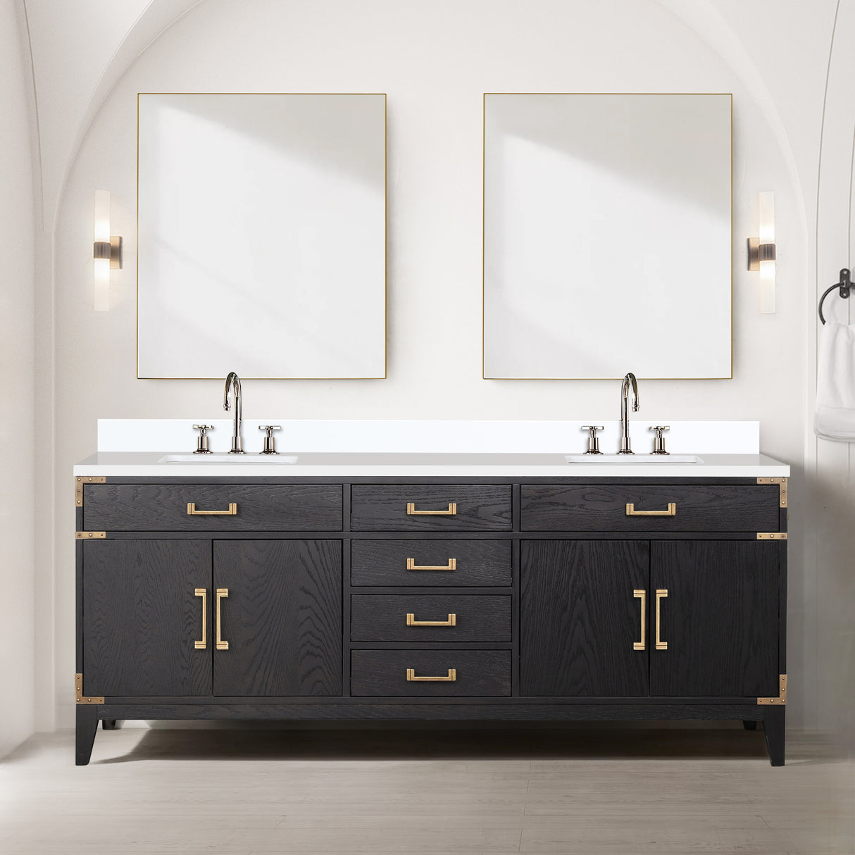 Laurel 80 in W x 22 in D Black Oak Double Bath Vanity