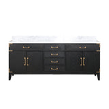 Laurel 80 in. Freestanding Bathroom Vanity with Carrara Marble Sink Top