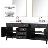 Laurel 80 in. Freestanding Bathroom Vanity with Carrara Marble Sink Top
