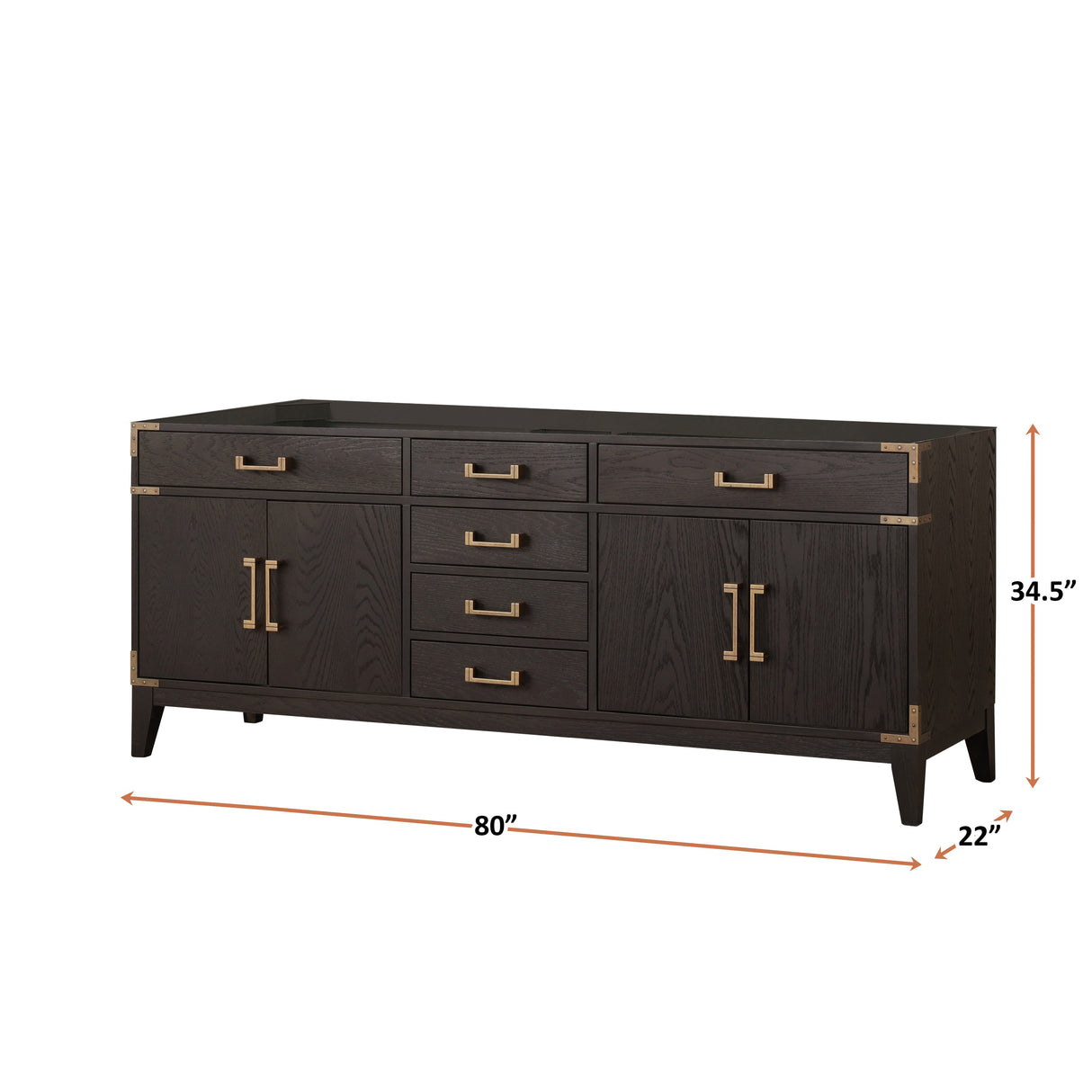 Laurel 80 in W x 22 in D Brown Oak Double Bath Vanity