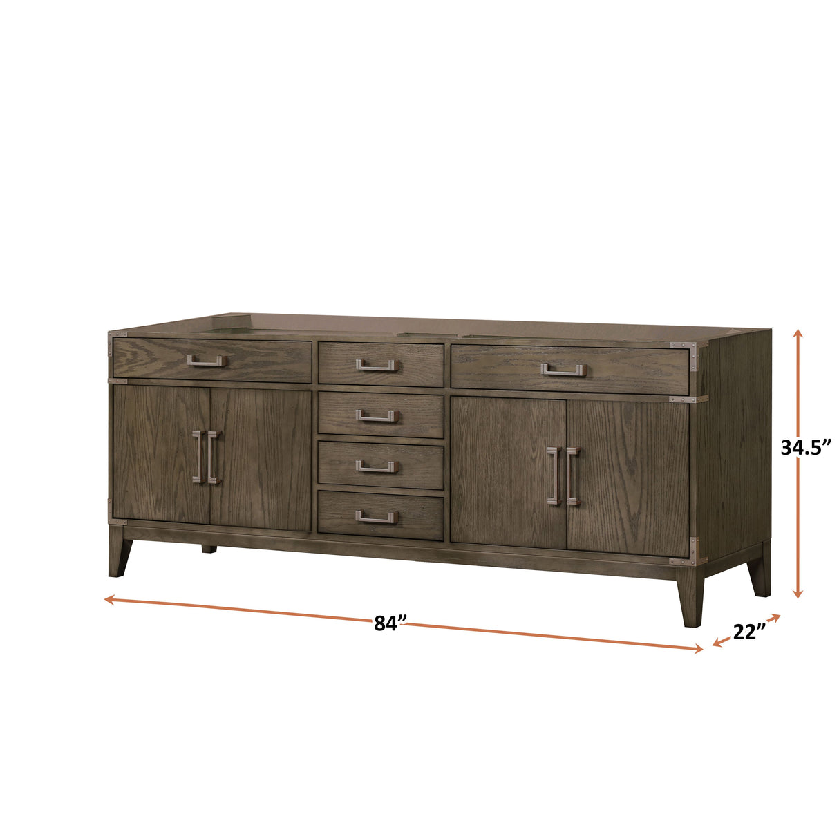 Laurel 84 in W x 22 in D Grey Oak Double Bath Vanity