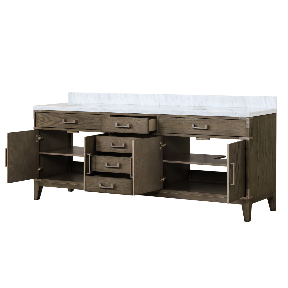 Laurel 84 in. Freestanding Bathroom Vanity with Carrara Marble Sink Top