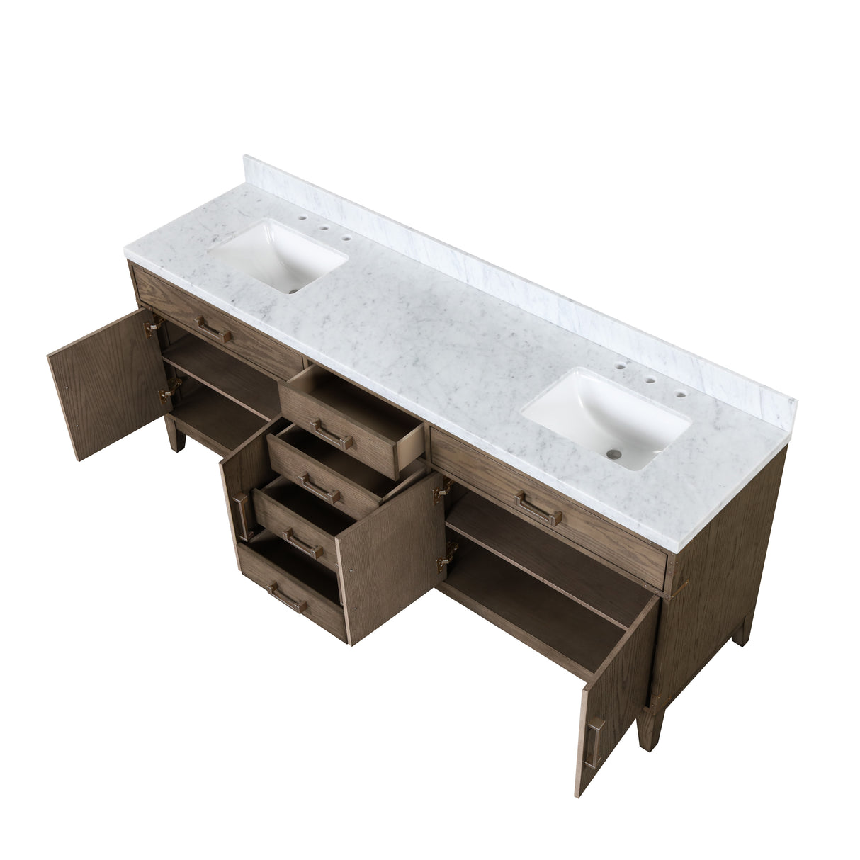 Laurel 84 in. Freestanding Bathroom Vanity with Carrara Marble Sink Top