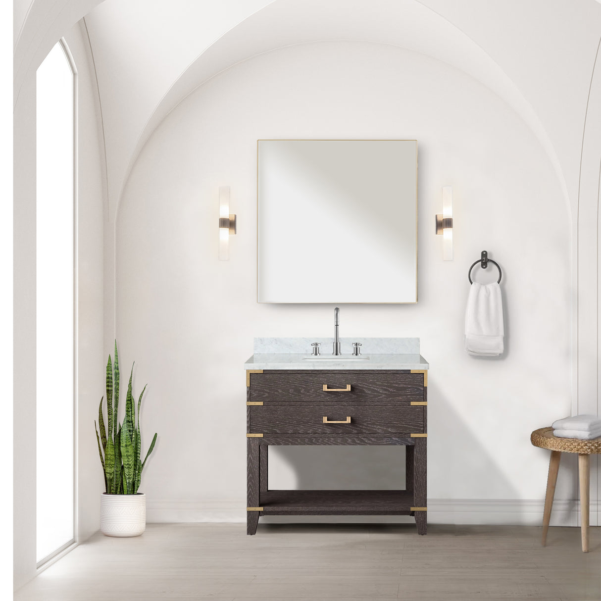 Norwalk 36 in W x 22 in D Brown Oak Single Bath Vanity