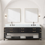 Norwalk 84 in W x 22 in D Black Oak Double Bath Vanity