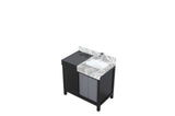 Zilara 36 in. Black and Grey  Freestanding Bathroom Vanity With Castle Grey Marble Top, White Square Sink, and Monte Chrome Faucet
