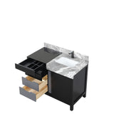 Zilara 42 in. Black and Grey  Freestanding Bathroom Vanity With Castle Grey Marble Top, White Square Sink, and Balzani Gun Metal Faucet