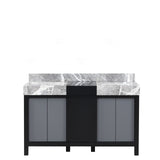 Zilara 55 in. Black and Grey  Freestanding Bathroom Vanity With Castle Grey Marble Tops, and White Square Sinks