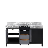 Zilara 60 in. Black and Grey  Freestanding Bathroom Vanity With Castle Grey Marble Tops, and White Square Sinks