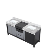 Zilara 72 in. Black and Grey  Freestanding Bathroom Vanity With Castle Grey Marble Tops, and White Square Sinks