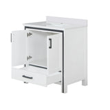 Ziva Freestanding 30 in. Freestanding Bathroom Vanity With Double Integrated Ceramic Sink, White Cultured Marble Top