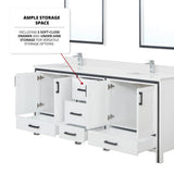 Ziva 80 in. Freestanding Bathroom Vanity With Double Integrated Ceramic Sink, White Cultured Marble Top