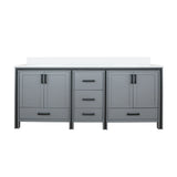 Ziva 80 in. Freestanding Bathroom Vanity With Double Integrated Ceramic Sink, White Cultured Marble Top