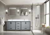 Ziva 80 in. Freestanding Bathroom Vanity With Double Integrated Ceramic Sink, White Cultured Marble Top