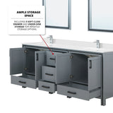 Ziva 80 in. Freestanding Bathroom Vanity With Double Integrated Ceramic Sink, White Cultured Marble Top