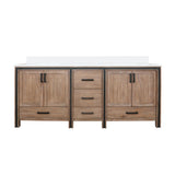 Ziva 80 in. Freestanding Bathroom Vanity With Double Integrated Ceramic Sink, White Cultured Marble Top