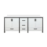 Ziva Freestanding 84 in. Freestanding Bathroom Vanity With Double Integrated Ceramic Sink, White Cultured Marble Top