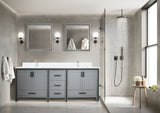 Ziva Freestanding 84 in. Freestanding Bathroom Vanity With Double Integrated Ceramic Sink, White Cultured Marble Top
