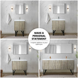 Lancy 48 in. Rustic Acacia  Freestanding Bathroom Vanity with White Quartz Top, White Square Sink, and Labaro Brushed Nickel Faucet Set