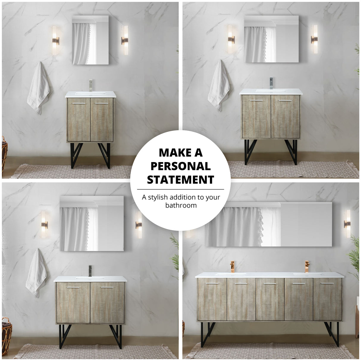 Lancy 30 in. Rustic Acacia  Freestanding Bathroom Vanity with White Quartz Top, and White Square Sink