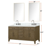 Laurel 60 in. Freestanding Bathroom Vanity with Carrara Marble Sink Top