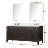Laurel 72 in. Freestanding Bathroom Vanity with Carrara Marble Sink Top