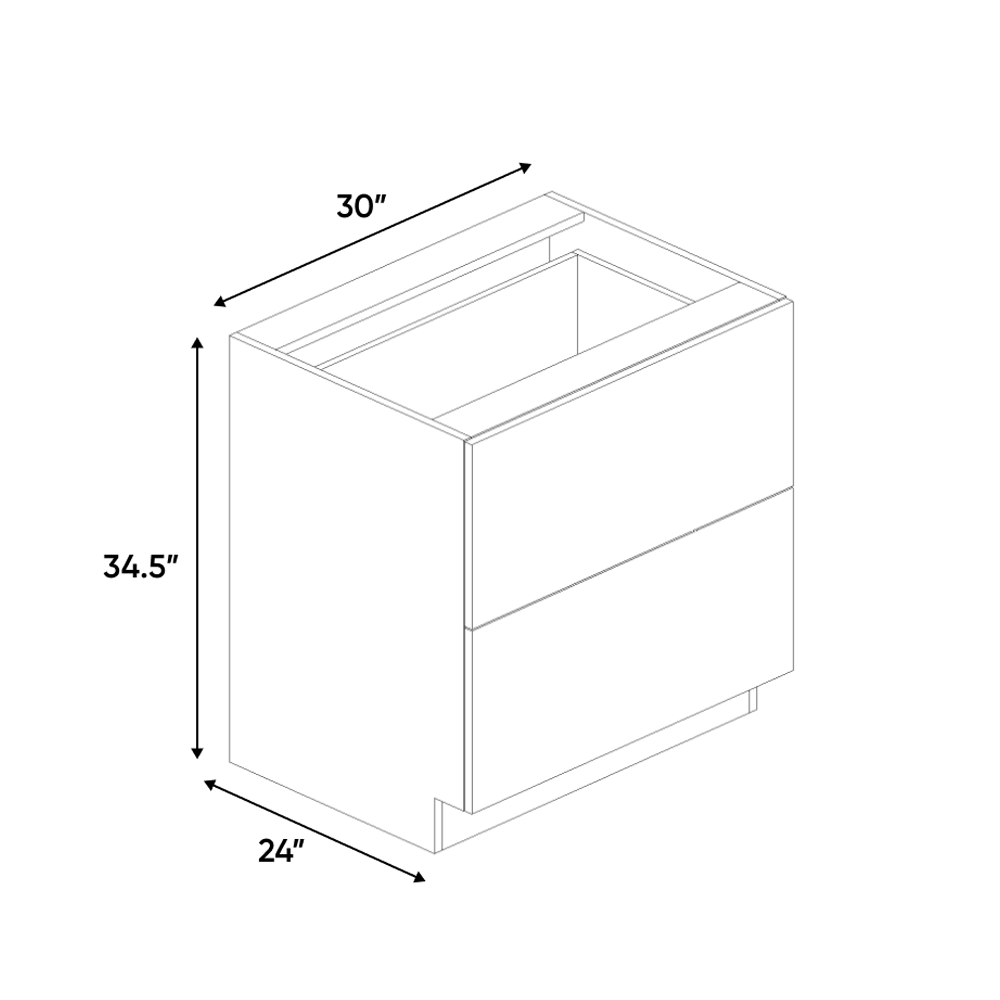 RTA - Forest Green Matte - 2 Drawer Base Cabinet - 30
