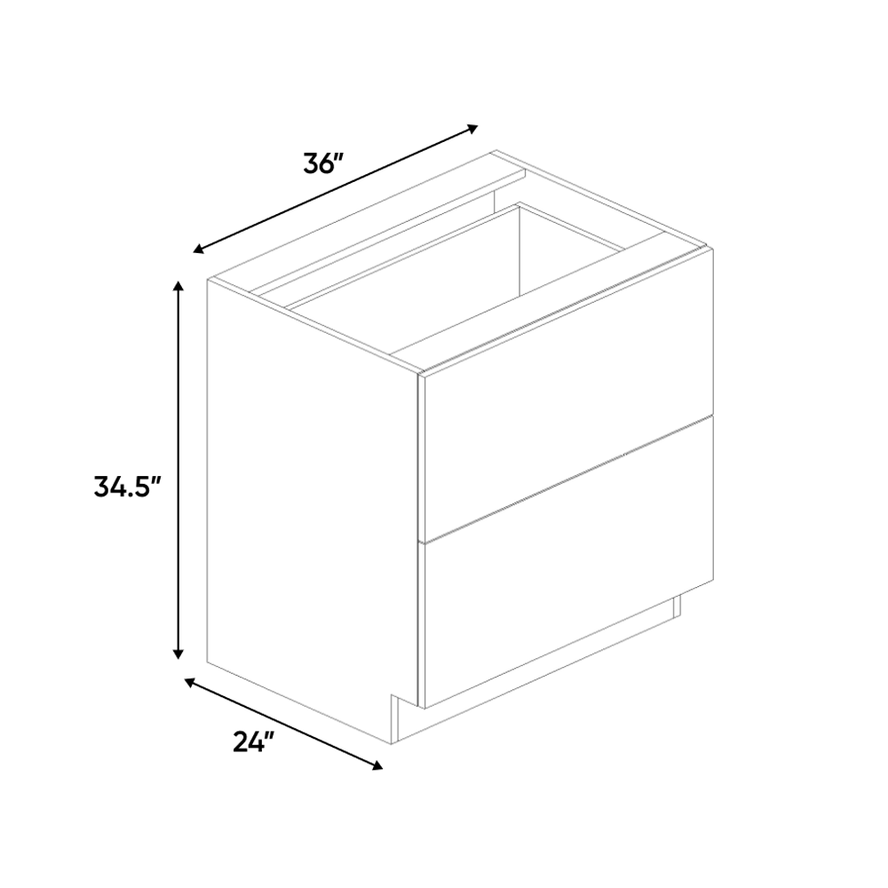 RTA - Blanco Matte - 2 Drawer Base Cabinet - 36