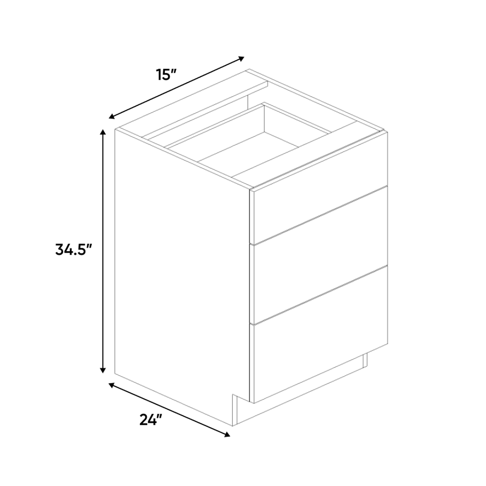 RTA - Cashmere Gloss - 3 Drawer Base Cabinet - 15