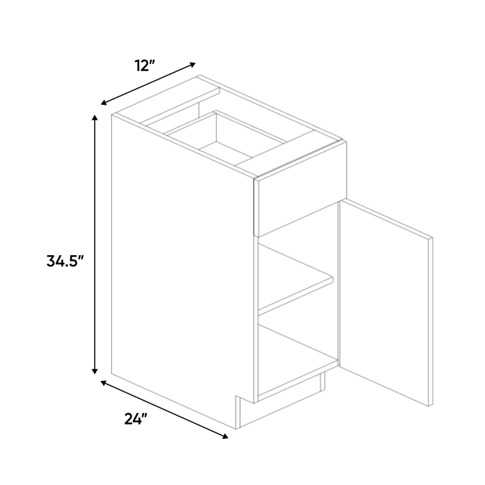 RTA - Olmo Textured - Single Door Base Cabinet - 12