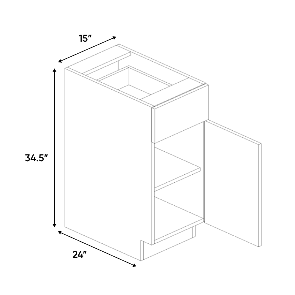 RTA - Picasso Textured - Single Door Base Cabinet - 15