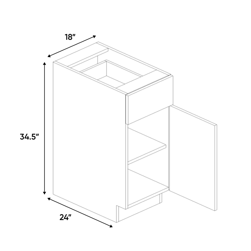 RTA - Muratti Textured - Single Door Base Cabinet - 18