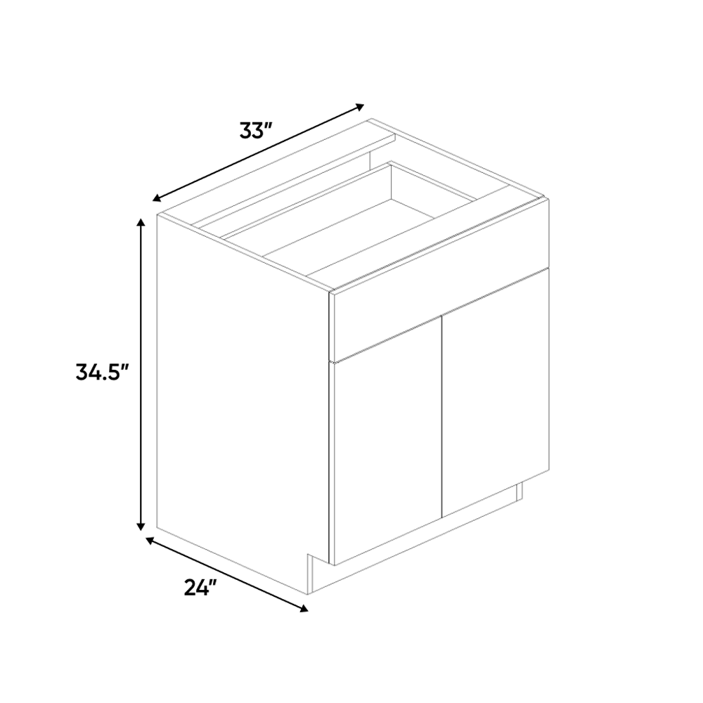 RTA - Blanco Gloss - Double Door Base Cabinet - 33