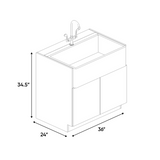 RTA - Negro Matte - Farm Sink Base Cabinet - 36"W x 34.5"H x 24"D - Frameless Cabinet