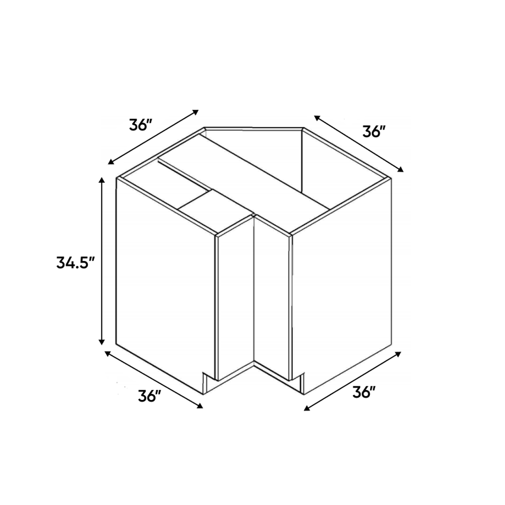 RTA - Blanco Gloss - Lazy Susan Base Cabinet - 36"W x 34.5"H x 24"D - Frameless Cabinet