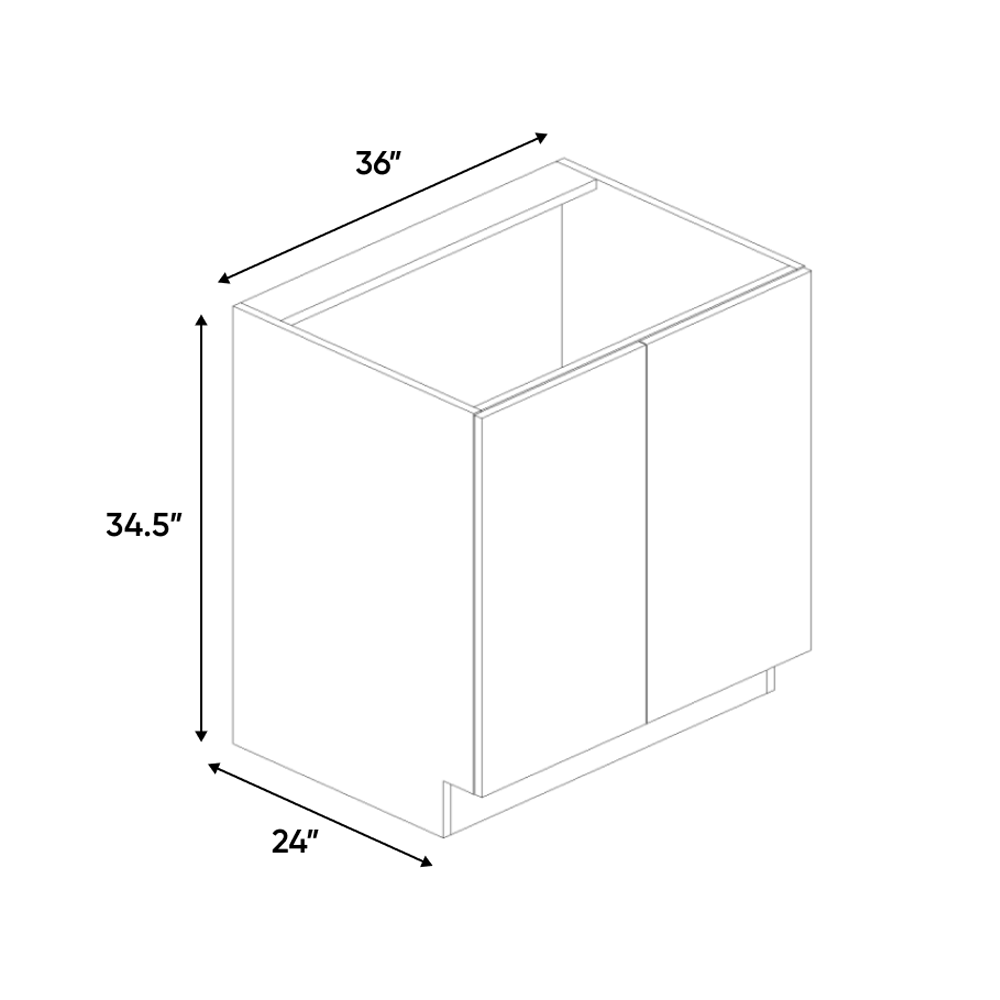 RTA - Indigo Blue Gloss - Sink Base Cabinet Full Height - 36"W x 34.5"H x 24"D - Frameless Cabinet