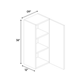RTA - Negro Gloss - Wall Cabinet - 9"W x 36"H x 12"D - Frameless Cabinet