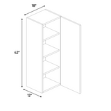 RTA - Blanco Matte - Wall Cabinet - 18"W x 42"H x 12"D - Frameless Cabinet
