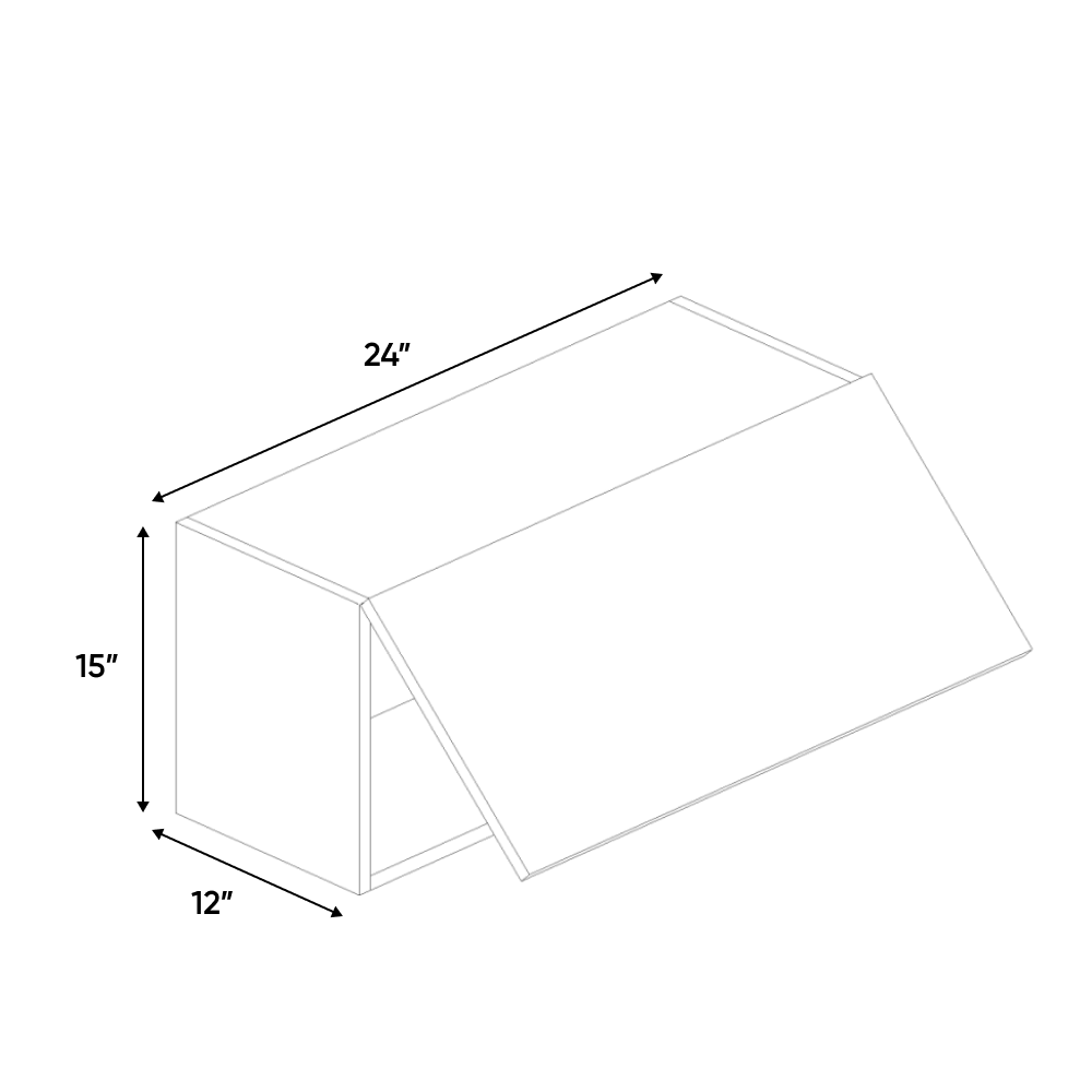 RTA - Olmo Textured - Wall Upper Cabinet - 24"W x 15"H x 12"D - Frameless Cabinet