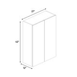 RTA - Blanco Gloss - Wall Cabinet - 27"W x 42"H x 12"D - Frameless Cabinet