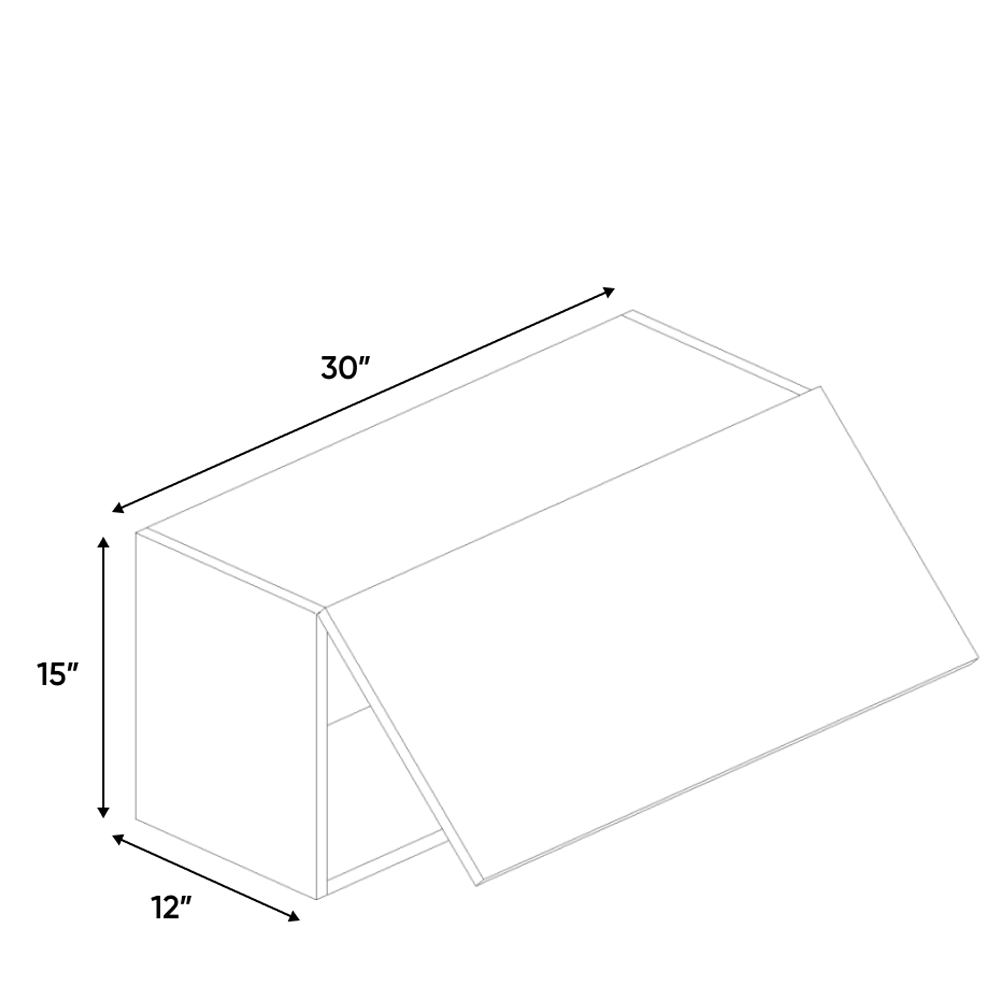 RTA - Negro Gloss - Wall Upper Cabinet - 30"W x 15"H x 12"D - Frameless Cabinet
